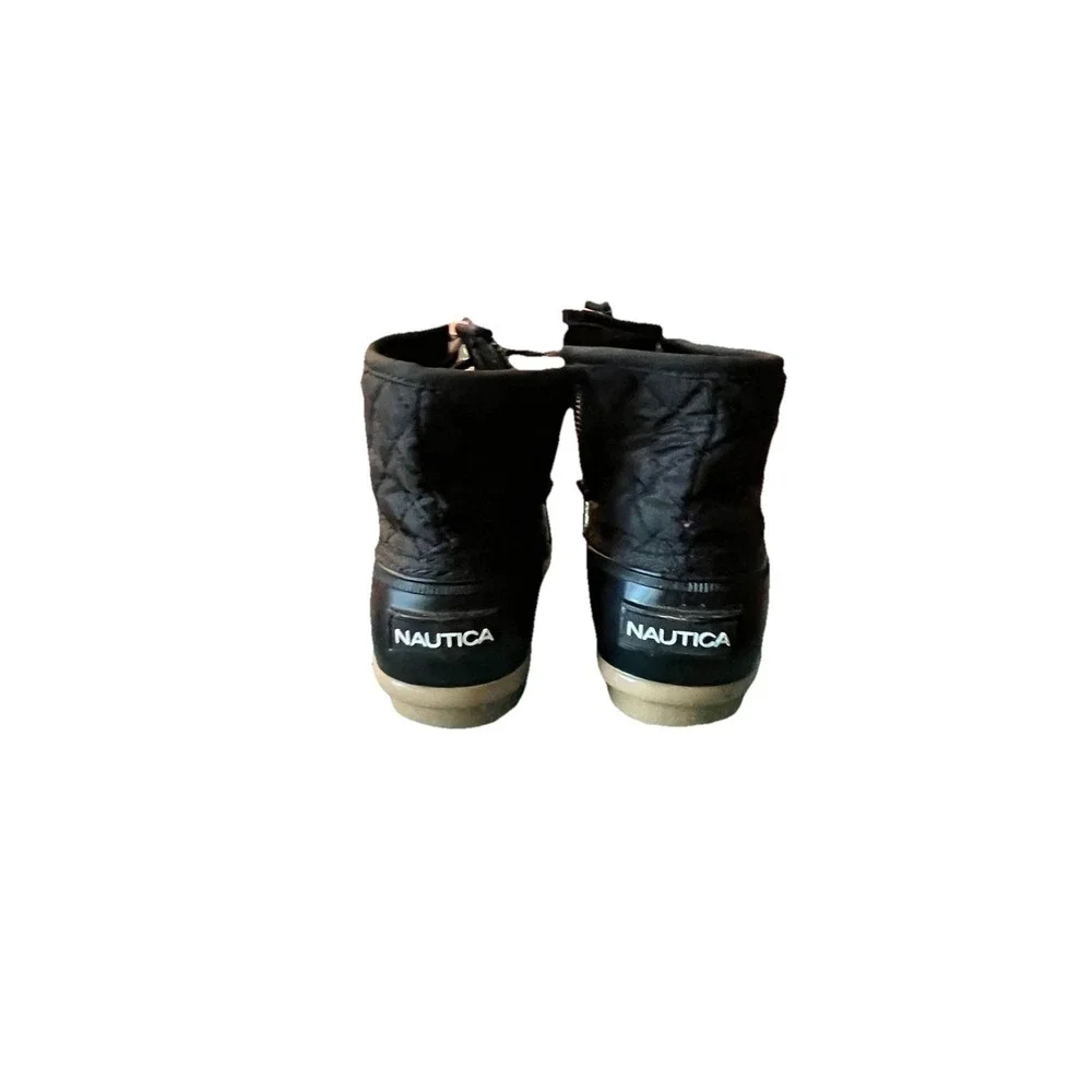 Nautica Dorsay Womens 7 Black Quilted Duck Boots Rain Snow Ankle Booties EUC - Picture 4 of 9